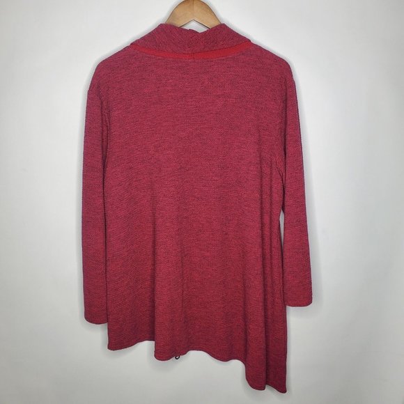 Yushi Womens Red Cowl Neck Zipper Accent Tunic Size XL Long Sleeve Asymmetrical - Picture 2 of 7
